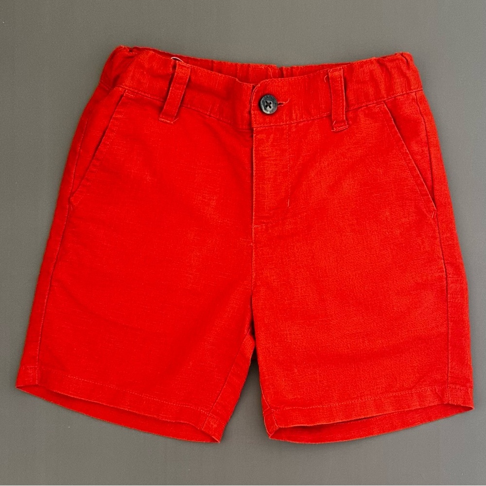 Janie And Jack Kids Boys Short Pants, Red, 5T, Linen/Cotton Blend